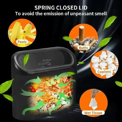 Car Trash Can with Lid and 3 Rolls of Garbage Bags, Fits the Door, Seat Back or Console Side, Also for Home and Office