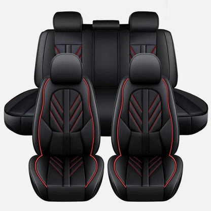 Faux Leather Seat Covers for Toyota RAV4 2019-2024, 5-Seat Full Set with Headrest Covers, Black and Red