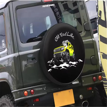 Spare Tire Cover for Jeep Wrangler, 4x4 Mountain PU Leather, No Camera Hole, 14 to 18 in, 20 Lettered Designs