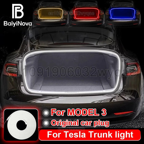Trunk Light for Tesla Model 3 Highland 2024, LED Rear Trunk Ambient Light in Cool White, Warm White, Blue, Red or RGB