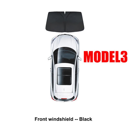 Privacy Sun Shades for Tesla Model 3 2019-2026 Including Highland, Oxford Cloth Windshield and Side Window Shades, 1 to 8 Pieces