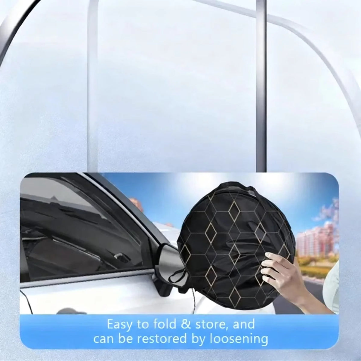 Folding the sun shade down for storage