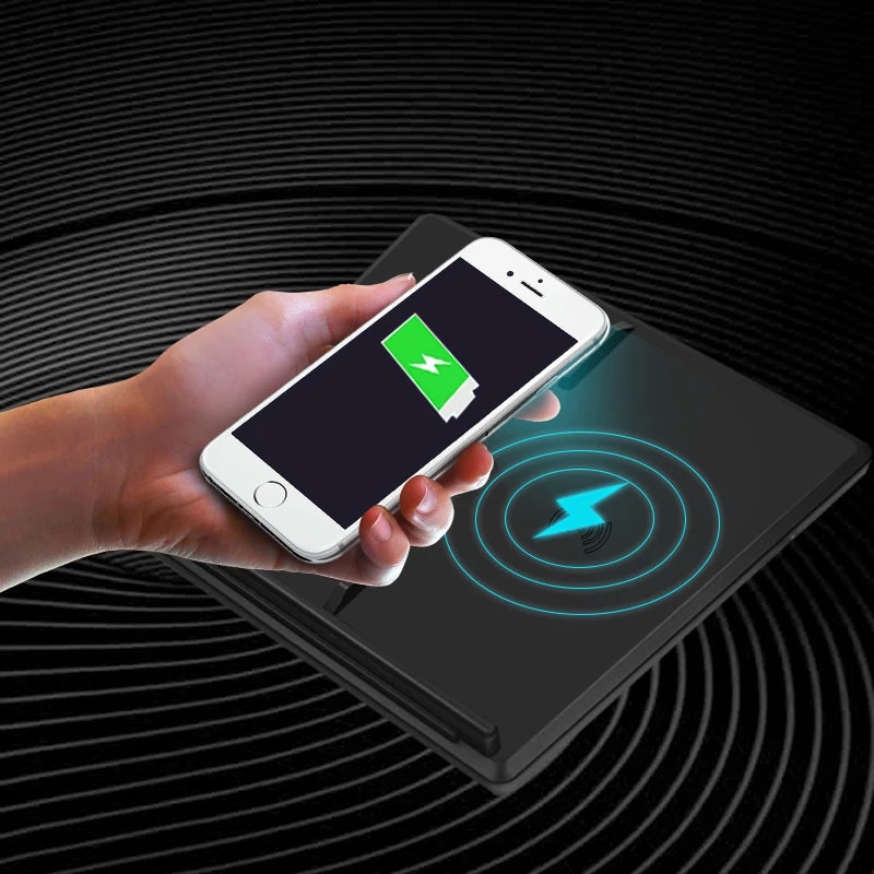 Dual Wireless Charging Pad for Tesla Model 3, Charges Two Phones at Once, 10W Qi Charger with USB Ports and Ambient Light