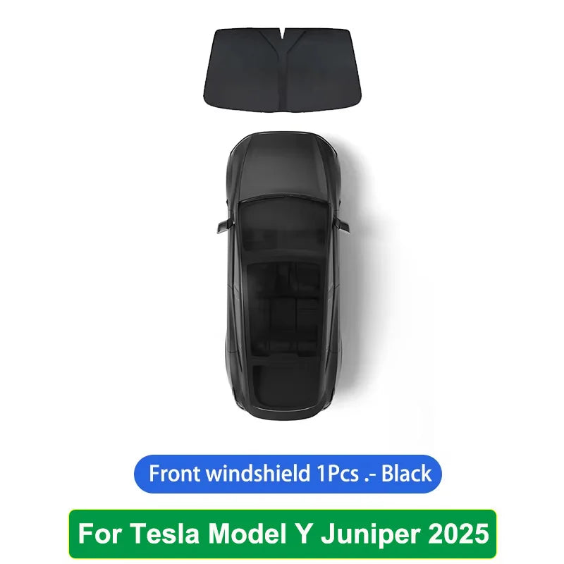 Sun Shades for Tesla Model Y Juniper 2025-2026, Windshield, Side Window and Sunroof Shades or 6, 7 and 8-Piece Privacy Sets