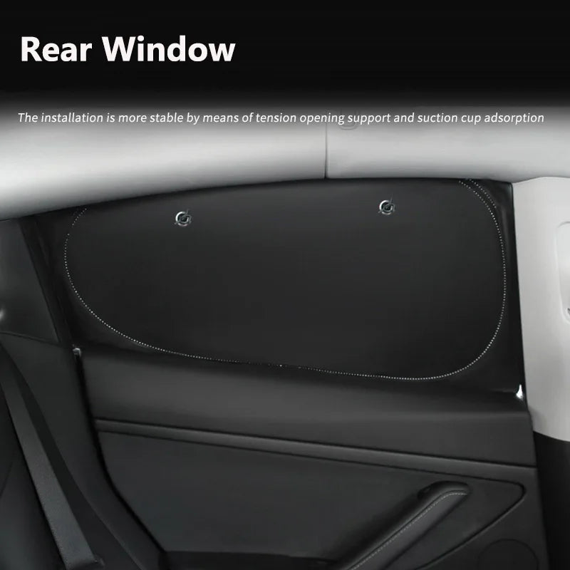 Sun Shades for Tesla Model 3 and Model Y 2021-2026 (Highland, Juniper), Side Window Shades with Suction Cups, Windshield and Full Sets