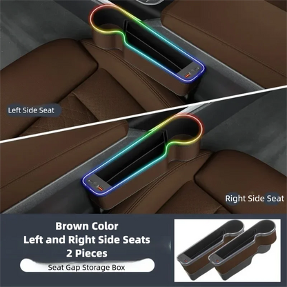 LED Car Seat Gap Filler with Fast Charger — 7-Color Ambient Light