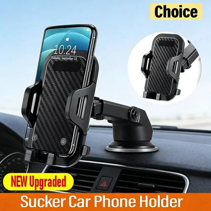 Car Phone Mount with Suction Cup and Telescopic Arm, Dashboard or Windshield Holder for 4 to 7 in Phones
