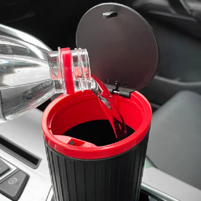 Mini Car Trash Can with Press Lid, Compact Round Plastic Garbage Bin for Car Interiors