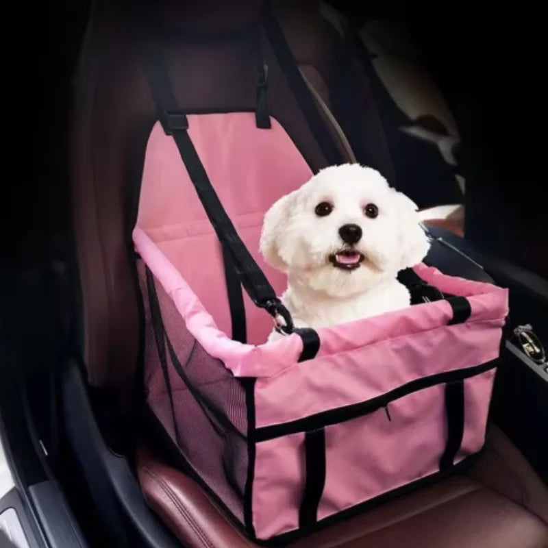 Foldable Pet Car Seat Basket and Travel Bag for Dogs and Cats, Stable Structure, Polyester, 9 Color Options