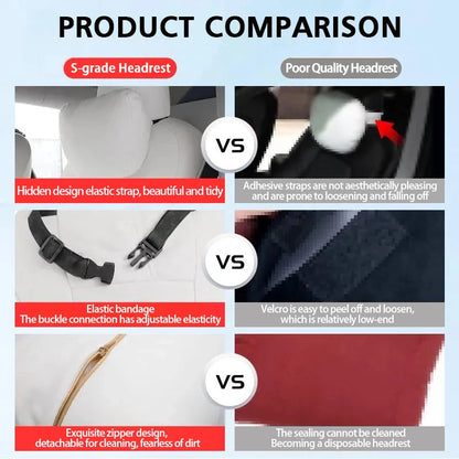 Headrest and Lumbar Pillows for Tesla Model 3 and Model Y, Soft Skin-Feel Neck and Back Support, White or Black