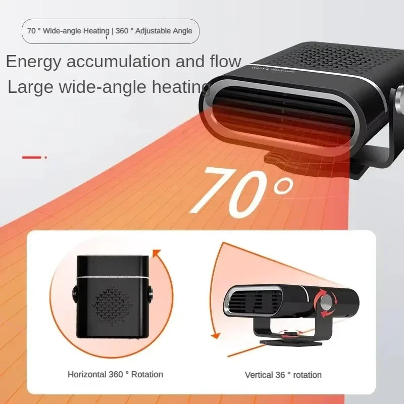 Portable Car Heater and Windshield Defroster, 12V or 24V Plug In Defogger for Cars, SUVs and Trucks, Black or White