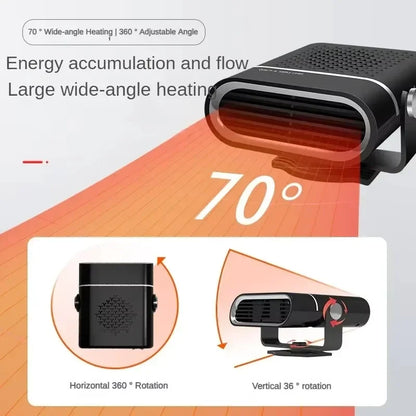 Portable Car Heater and Windshield Defroster, 12V or 24V Plug In Defogger for Cars, SUVs and Trucks, Black or White