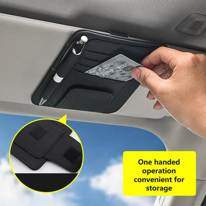 Car Sun Visor Storage Pouch — Elastic-Band Card & Cash Holder