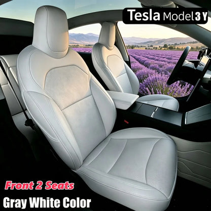 Full-Wrap Seat Covers for Tesla Model Y Juniper and Model 3 Highland 2024-2026, Front or Rear Half Set with Armrest Cover