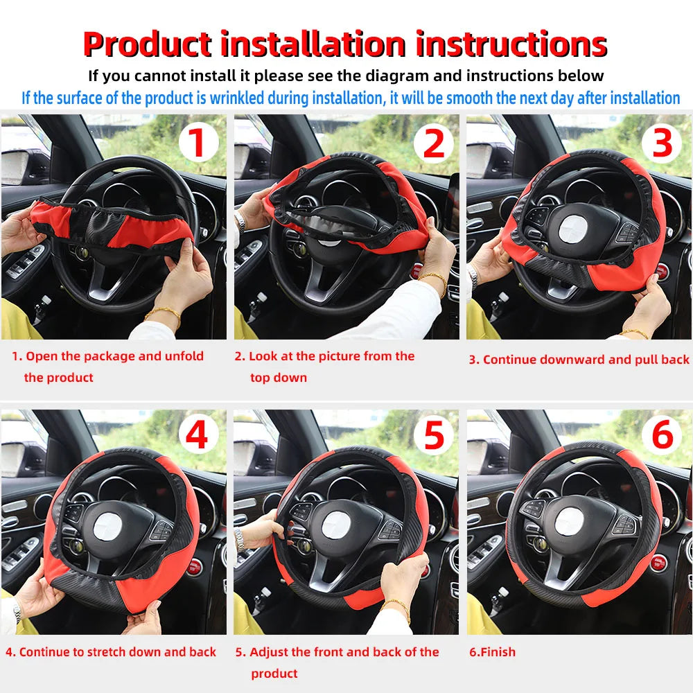 Steering wheel cover installation instructions in six steps