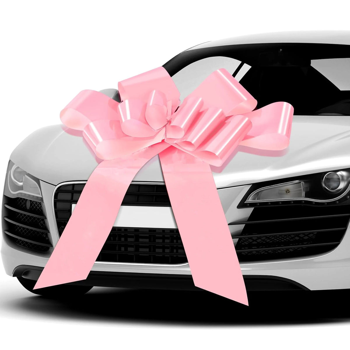 30 Inch Giant Pink Car Bow, Pull String Ribbon Bow for Birthdays, Weddings, Gender Reveals and It's a Girl Celebrations