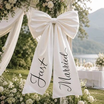 Elegant White Wedding Car Bow, Large 32 x 24 in Ribbon Bow for the Wedding Car, Bridal Decor and Wedding Photos
