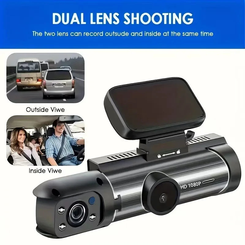 Dual lens recording of the road and the cabin at the same time
