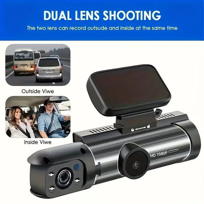 Dual lens recording of the road and the cabin at the same time