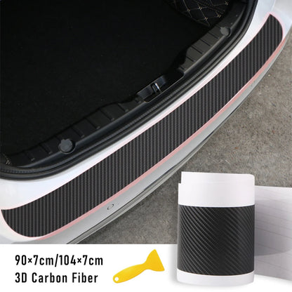 Rear Bumper Protector Sticker, Self-Adhesive 3D Carbon Fiber Film Trunk Sill Guard, 35 or 41 Inch for Cars, SUVs and Minivans
