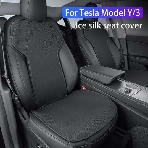 Ice Silk Seat Cushions for Tesla Model 3 and Model Y, Breathable Knit Front or Rear Seat Pads, Black or White