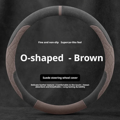 Steering Wheel Cover for Honda Civic, CR-V, Accord, Pilot and Passport, Two-Tone Suede, 15 in (37-38 cm), O or D Shape, 9 Colors