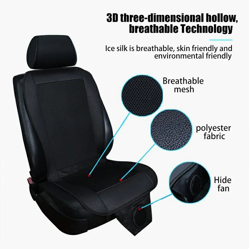 12V Cooling Car Seat Cushion with 8 Fans, 3D Mesh Ventilated Seat Pad for Front Seats, 2 Speeds, Plugs into Lighter Socket