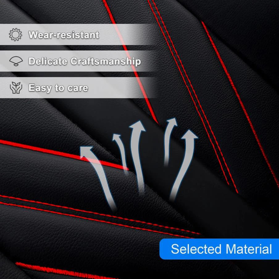 Faux Leather Seat Covers for Toyota RAV4 2019-2024, 5-Seat Full Set with Headrest Covers, Black and Red