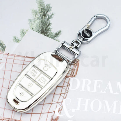 Key Fob Cover for Hyundai 5-Button Keys, Soft TPU Case with Embossed Button Icons for Tucson (NX4), Santa Fe and Nexo, Cover or Set