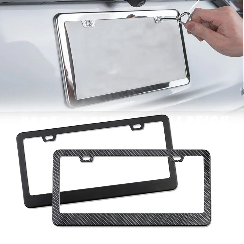 Black and silver frames with a plate being fitted