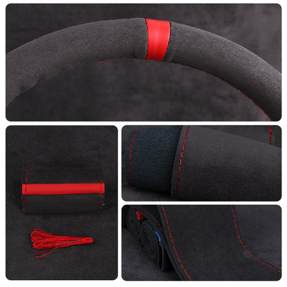 Close-up of the center stripe and hand stitching