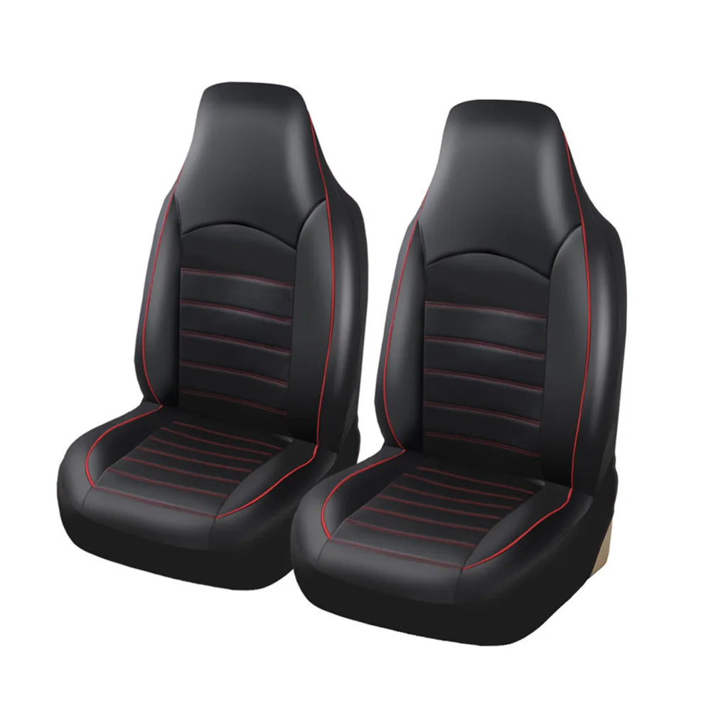 2 Front Car Seat Covers, PU Faux Leather High Back Bucket Seat Covers for Most Cars, Trucks, SUVs and Vans, 3 Colors