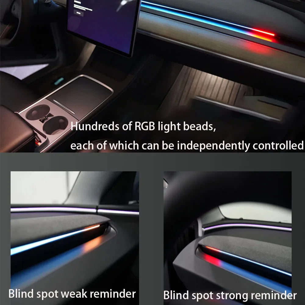Dashboard Air Vent Ambient Light with Blind-Spot Indicator for Tesla Model 3 and Model Y, Highland, Juniper and Earlier Versions, Welcome Light