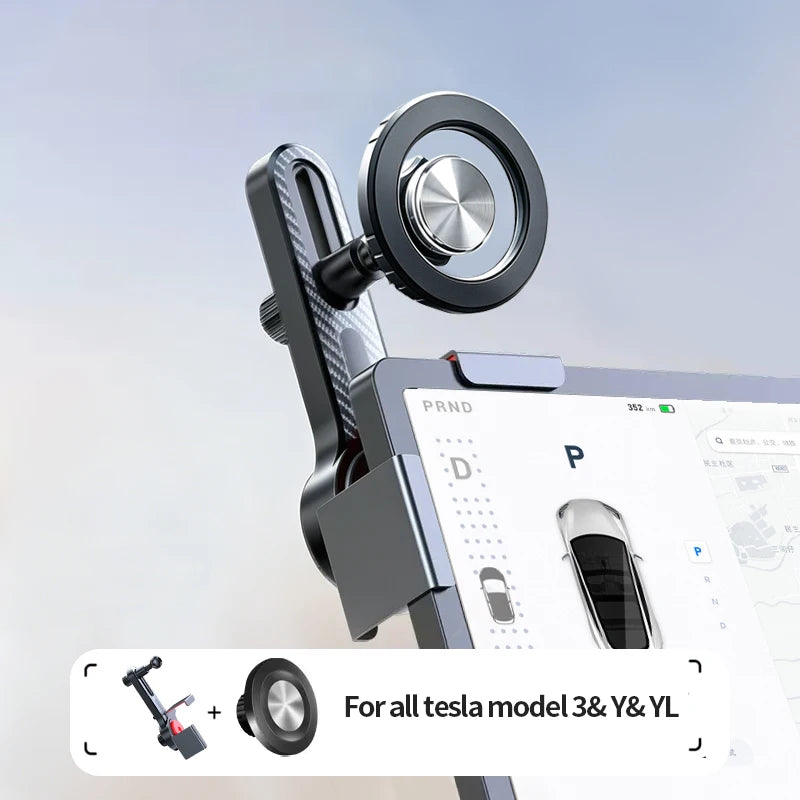 Dashboard Phone Mount for Tesla Model 3 Highland 2024-2025 and Model Y Juniper 2025, Base with Magnetic Holder, Black or Clear Black