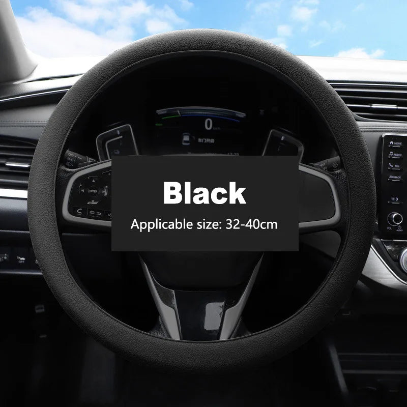 Black silicone steering wheel cover