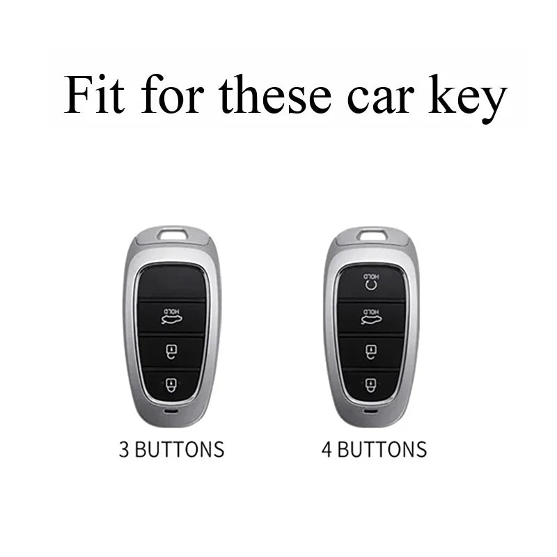 Key Fob Cover for Hyundai 3 and 4-Button Keys, Gray TPU Case for Tucson (NX4), Santa Fe and i30, with Keychain or Buckle Options