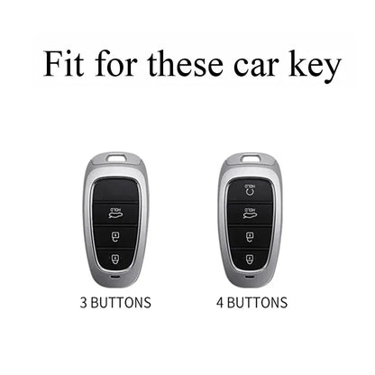 Key Fob Cover for Hyundai 3 and 4-Button Keys, Gray TPU Case for Tucson (NX4), Santa Fe and i30, with Keychain or Buckle Options