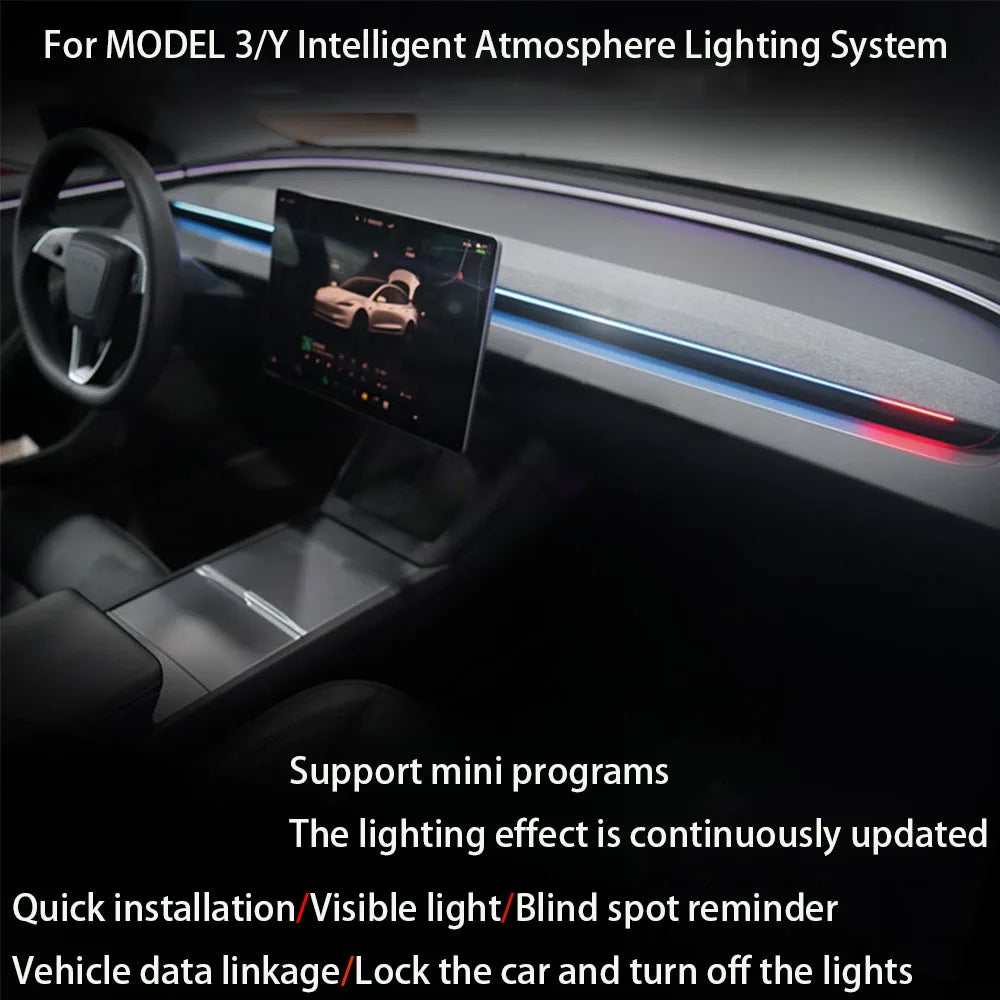 Dashboard Air Vent Ambient Light with Blind-Spot Indicator for Tesla Model 3 and Model Y, Highland, Juniper and Earlier Versions, Welcome Light