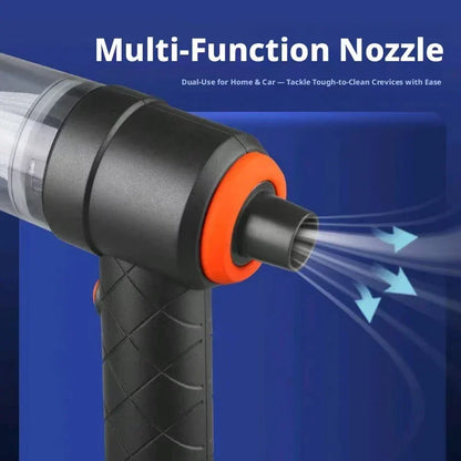 Portable Cordless Car Vacuum, 2 in 1 Suction and Blower, USB-C Rechargeable, Washable Filter, with Brush and Nozzle Attachments