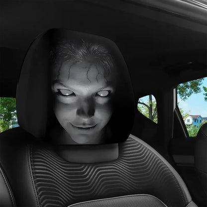 Halloween Horror Face Car Headrest Covers, Set of 2 Universal Elastic Printed Seat Headrest Sleeves for Dust Protection