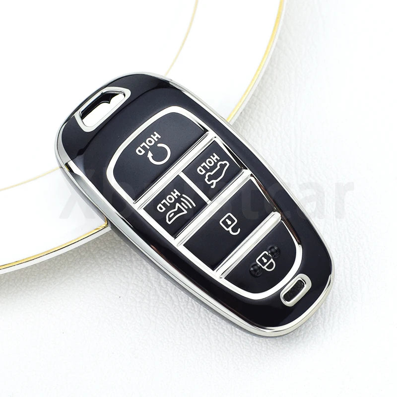 Key Fob Cover for Hyundai 5-Button Keys, Soft TPU Case with Embossed Button Icons for Tucson (NX4), Santa Fe and Nexo, Cover or Set
