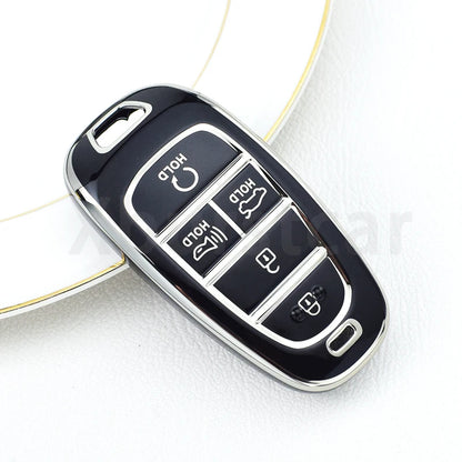 Key Fob Cover for Hyundai 5-Button Keys, Soft TPU Case with Embossed Button Icons for Tucson (NX4), Santa Fe and Nexo, Cover or Set