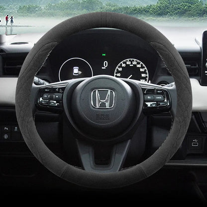 Steering Wheel Cover for Honda Civic, CR-V, Accord, Pilot and Passport, Two-Tone Suede, 15 in (37-38 cm), O or D Shape, 9 Colors