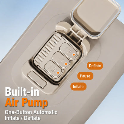 Built-in air pump with one-button inflate and deflate