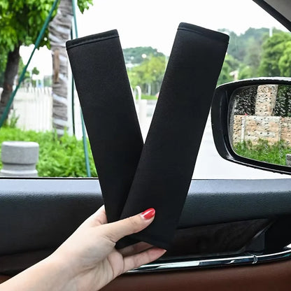 Seat Belt Cover for Adults, Soft Shoulder Pad in Black Short Plush or All-Season Style, Hidden Hook-and-Loop Closure, Universal Fit