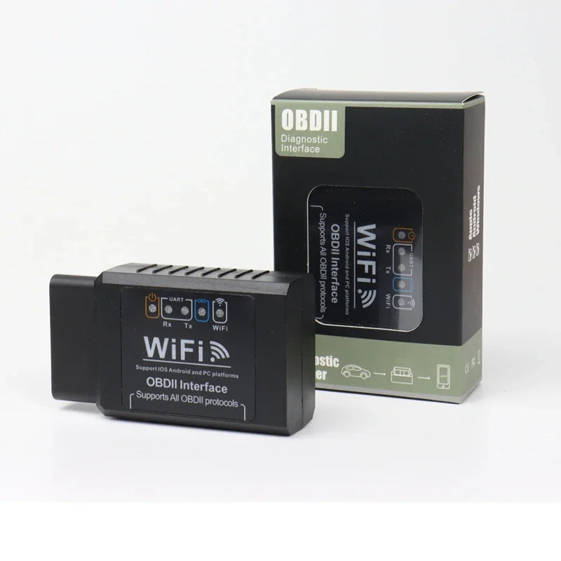 ELM327 Wi-Fi adapter with its box
