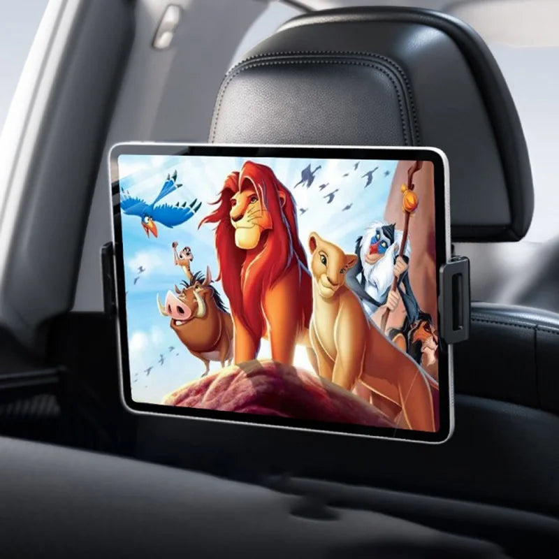 Headrest Tablet Mount with 360 Degree Rotation for Car Back Seat, Adjustable and Foldable Tablet Holder for Road Trips, Black