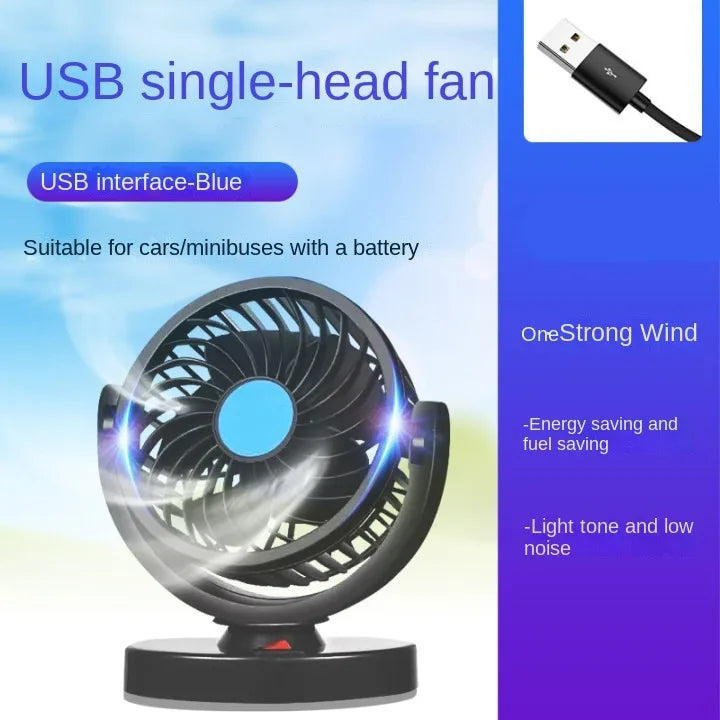 Rear Seat Car Fan with Flexible Silicone Neck, 3 Speed USB Cooling Fan for Back Seat Passengers, 1 or 2 Fan Heads