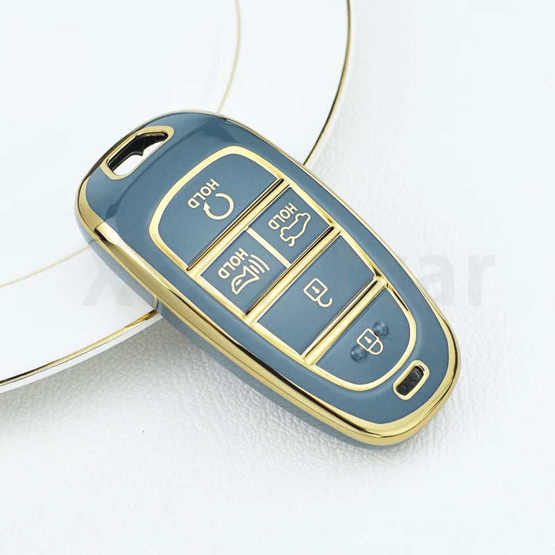 Key Fob Cover for Hyundai 5-Button Keys, Soft TPU Case with Embossed Button Icons for Tucson (NX4), Santa Fe and Nexo, Cover or Set