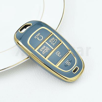 Key Fob Cover for Hyundai 5-Button Keys, Soft TPU Case with Embossed Button Icons for Tucson (NX4), Santa Fe and Nexo, Cover or Set